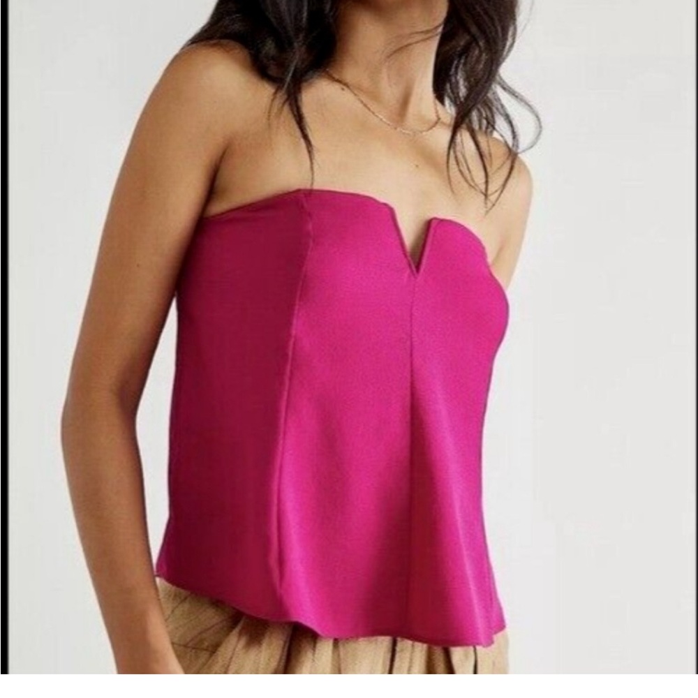 Free People Strapless Fuschia Top